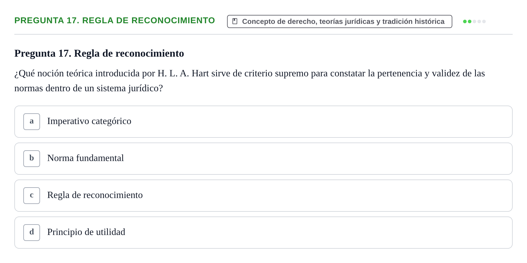 Enunciado: Pregunta 17. Regla de reconocimiento
