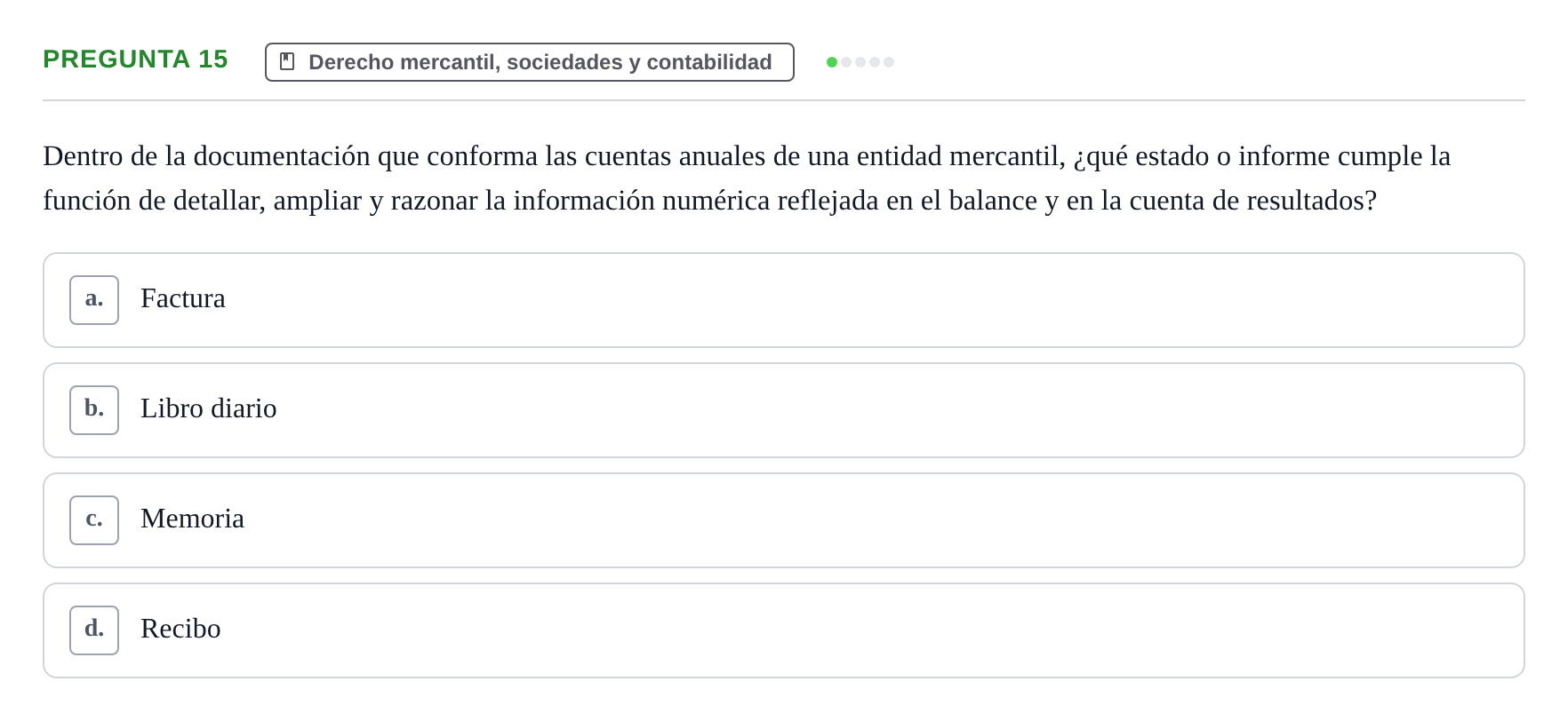 Enunciado: Pregunta 15