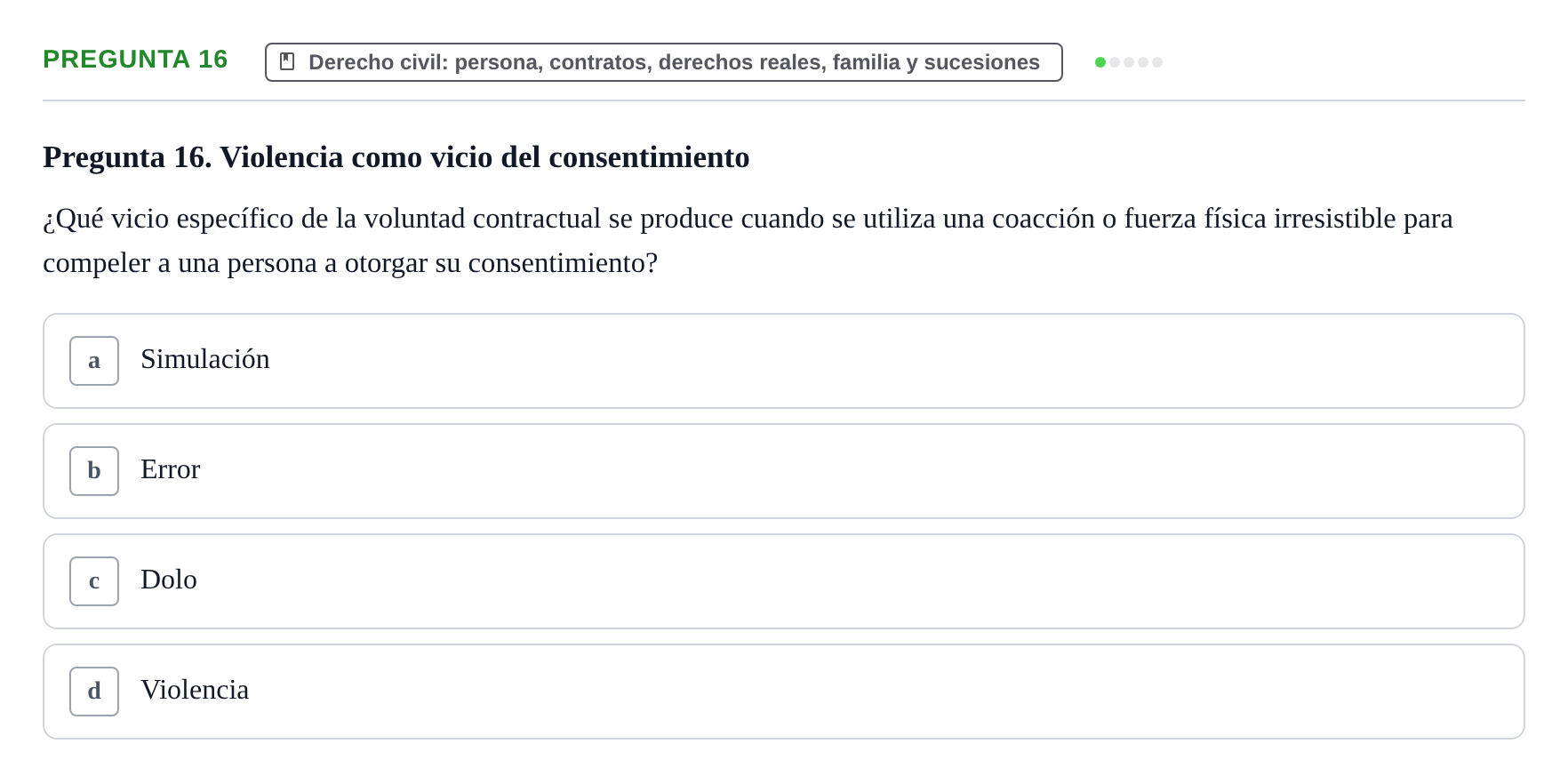 Enunciado: Pregunta 16