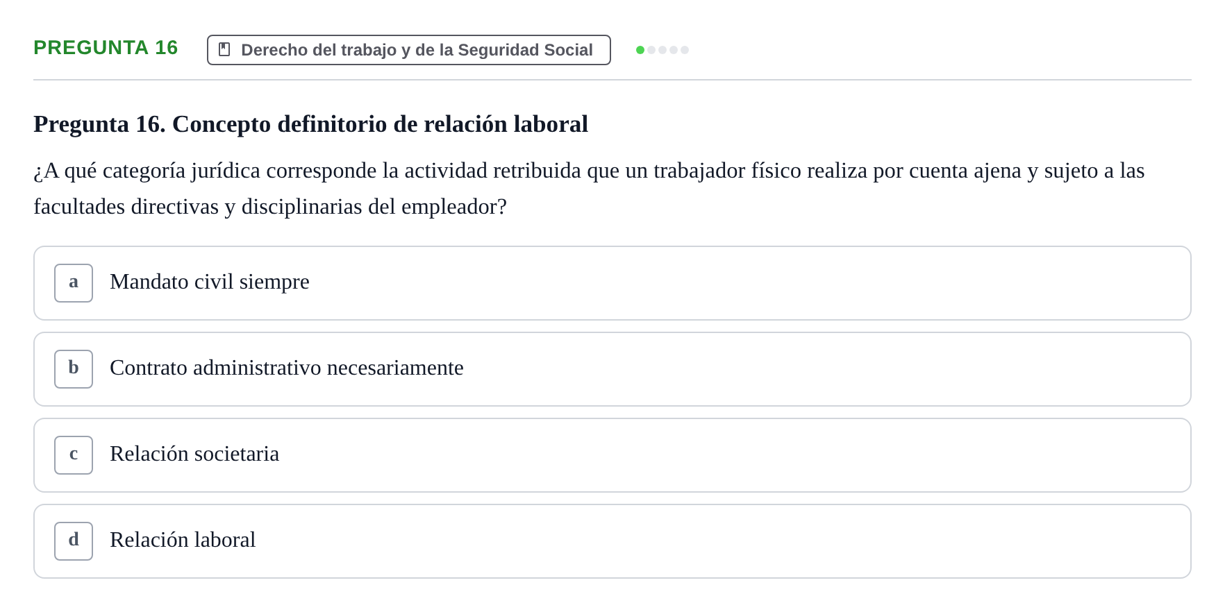 Enunciado: Pregunta 16