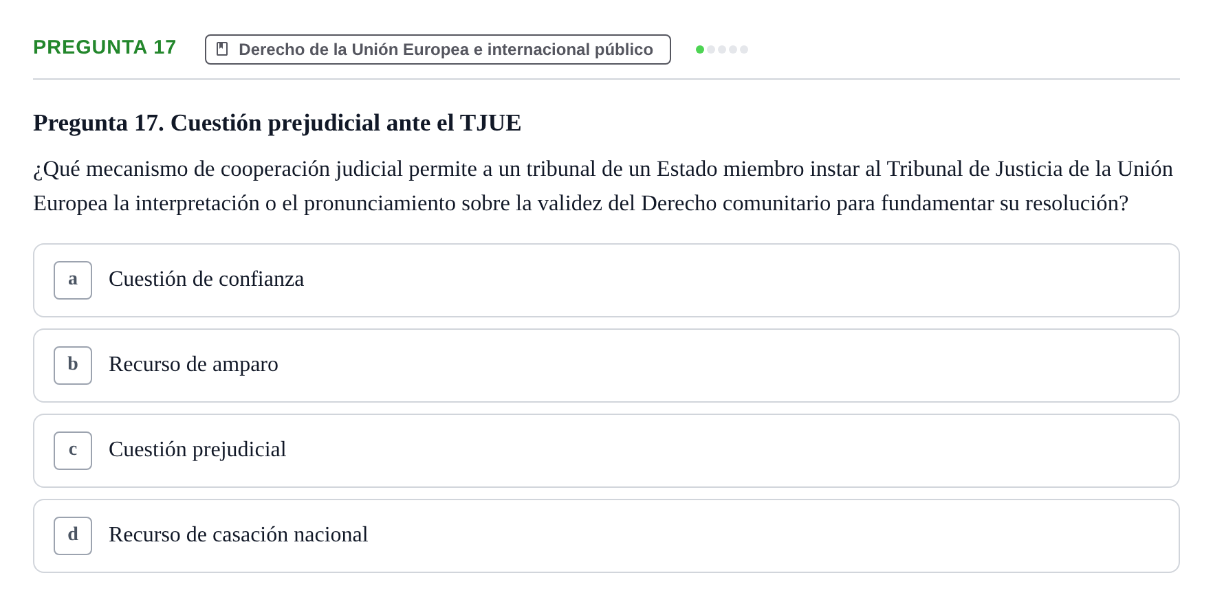 Enunciado: Pregunta 17