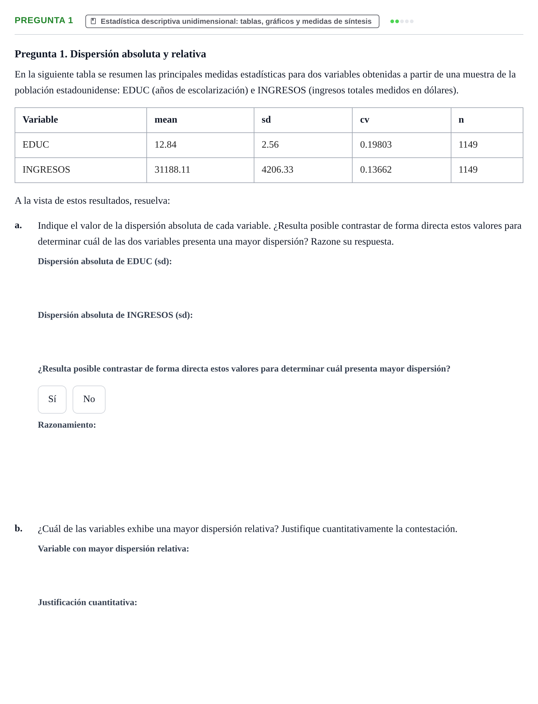Enunciado: Pregunta 1 · Fundamentos de Estadística UOC Prueba de Síntesis - Modelo 3