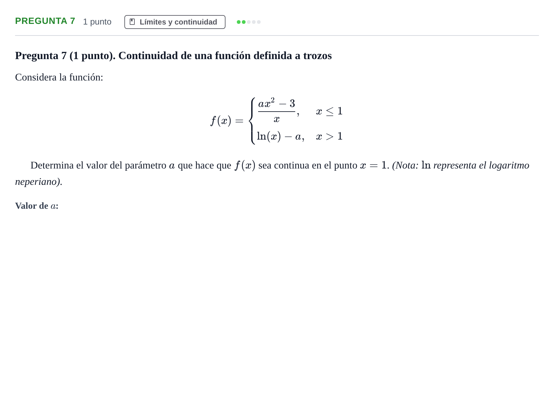 Enunciado: Pregunta 7 · Fundamentos de Matemáticas UOC Juny 2021