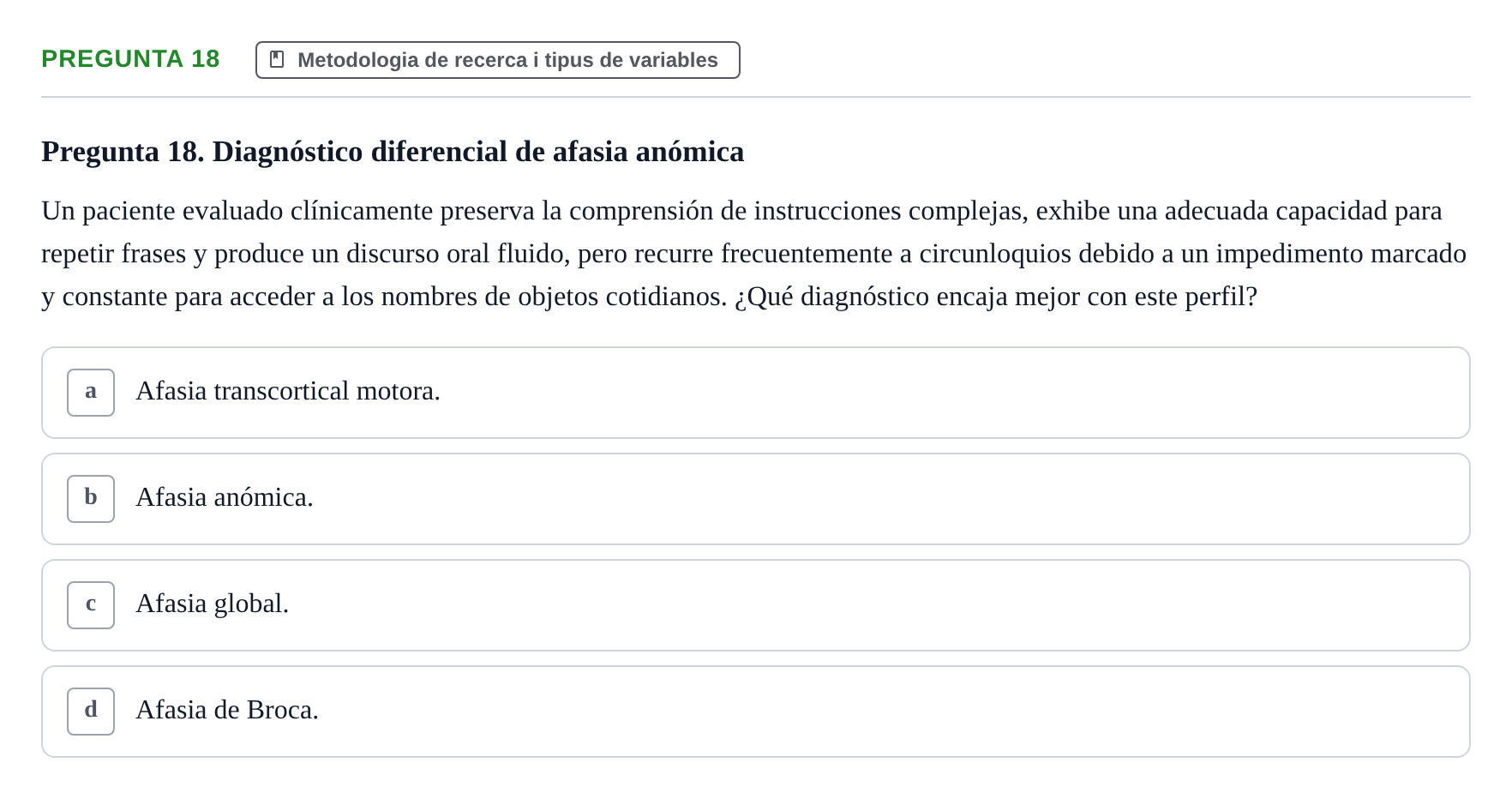 Enunciado: Pregunta 18
