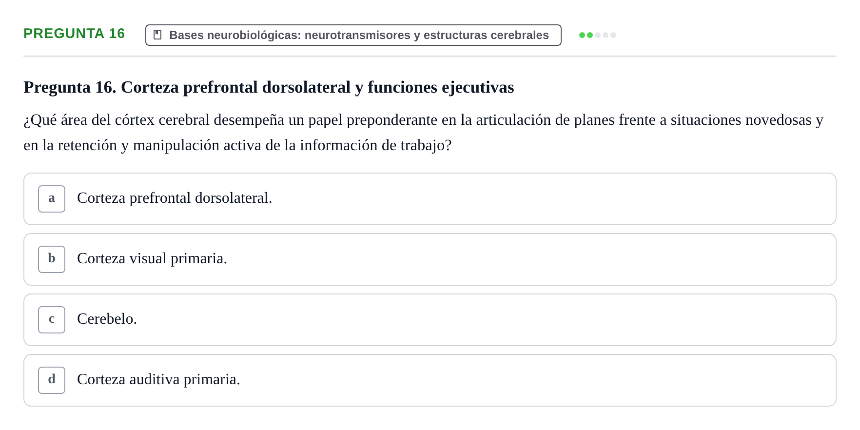 Enunciado: Pregunta 16