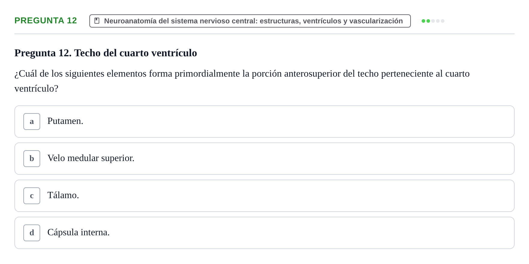 Enunciado: Pregunta 12