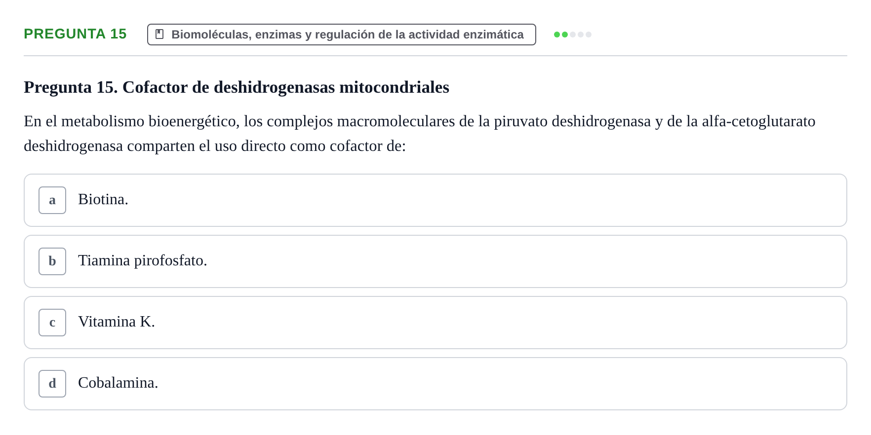 Enunciado: Pregunta 15