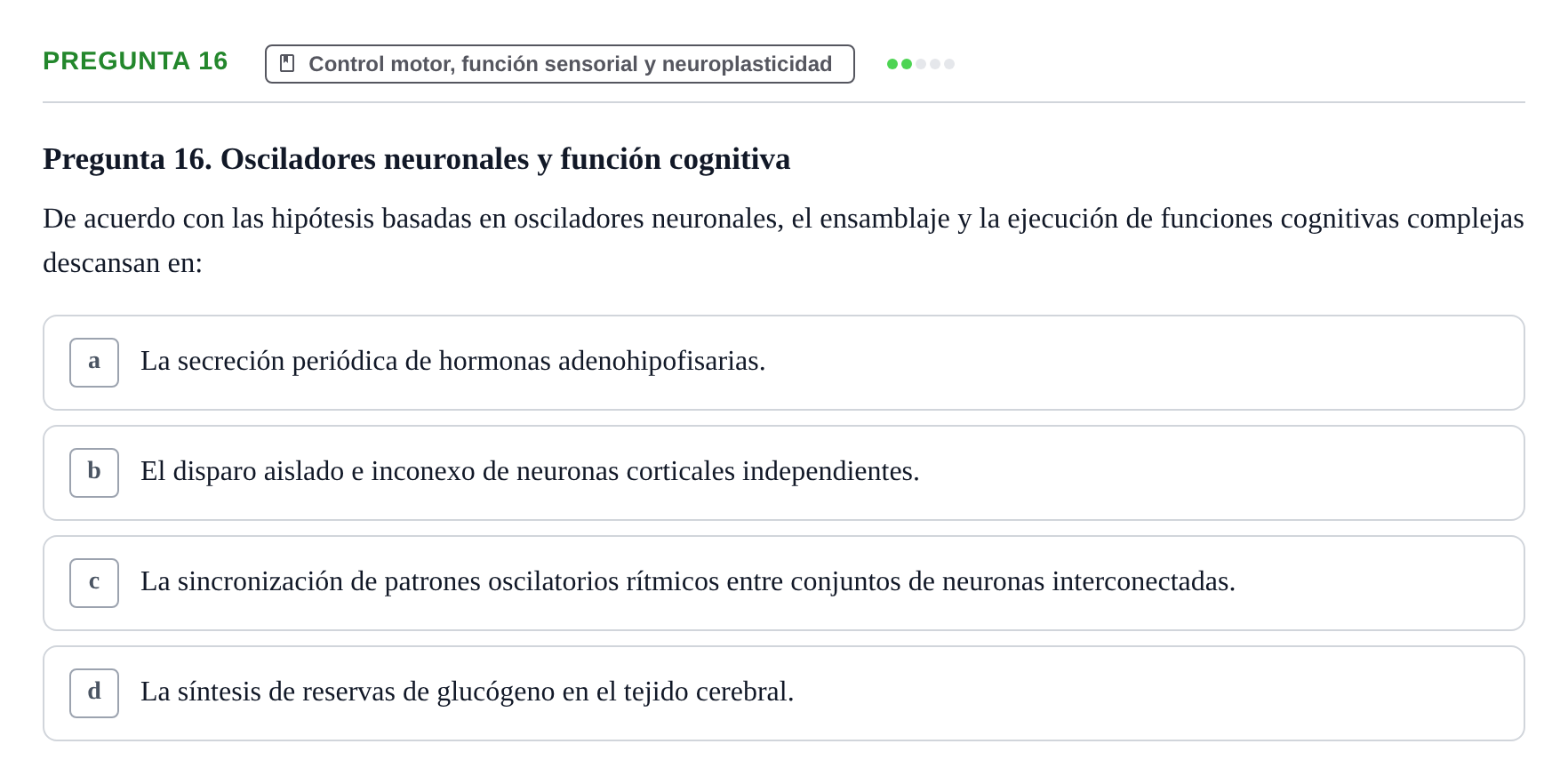 Enunciado: Pregunta 16