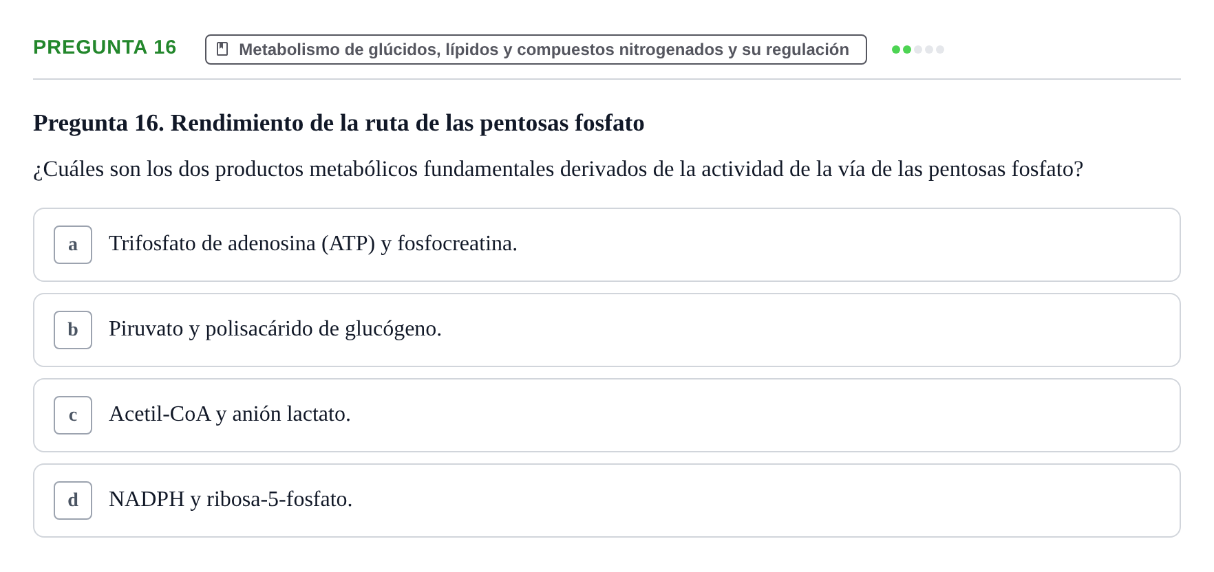 Enunciado: Pregunta 16