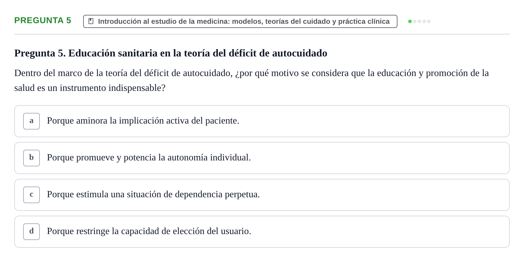 Enunciado: Pregunta 5