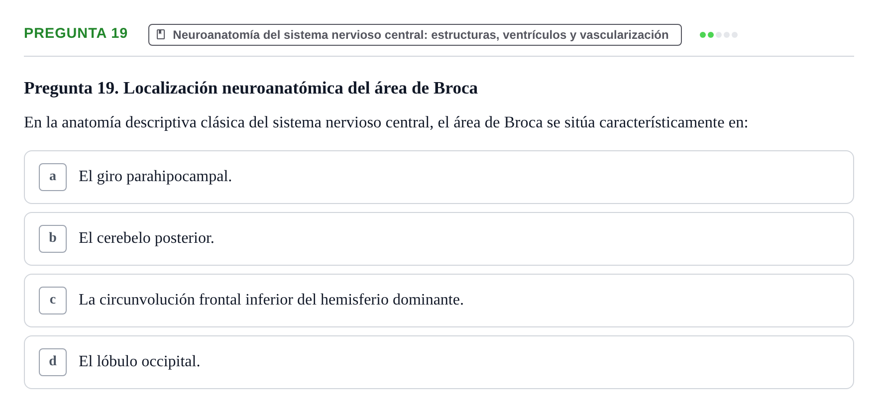 Enunciado: Pregunta 19
