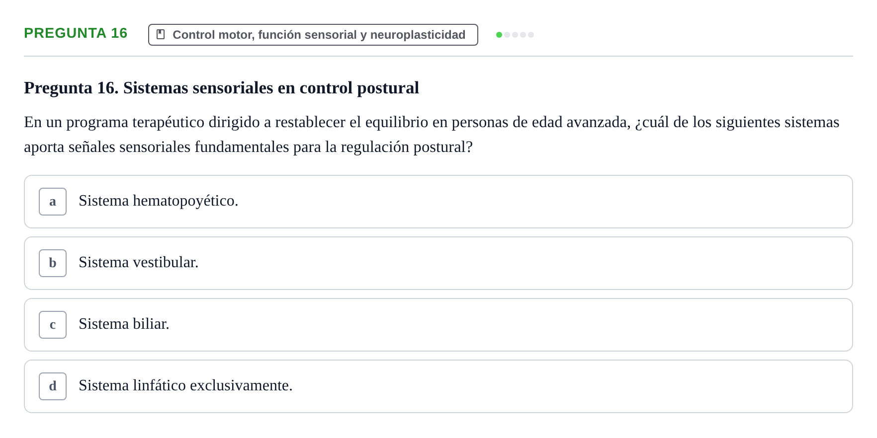 Enunciado: Pregunta 16