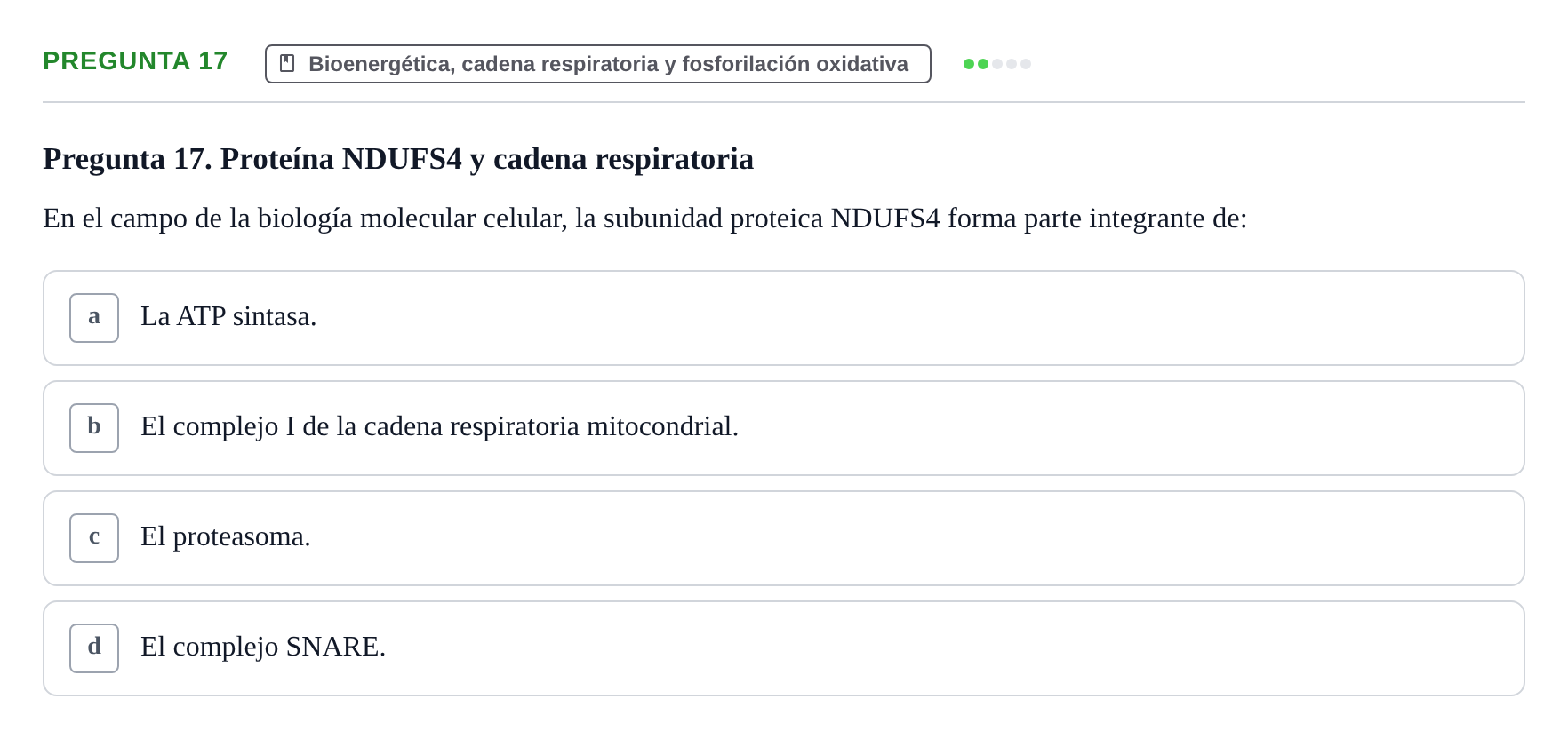 Enunciado: Pregunta 17