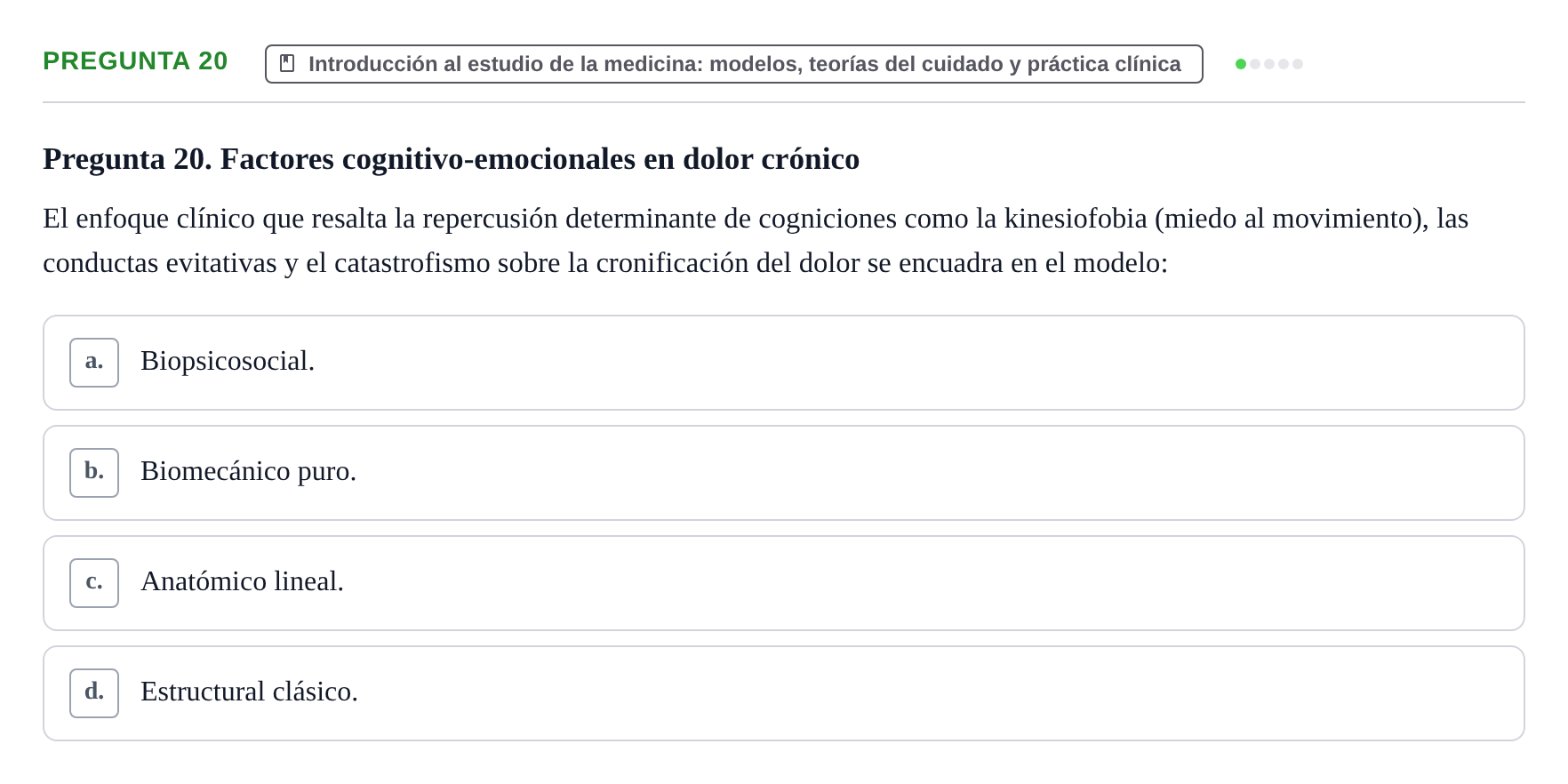 Enunciado: Pregunta 20