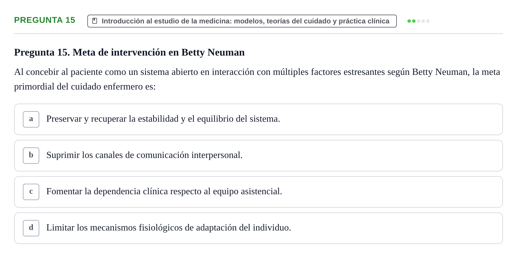 Enunciado: Pregunta 15
