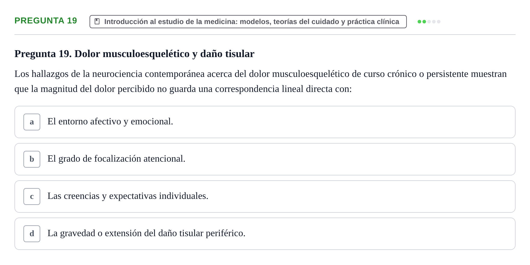Enunciado: Pregunta 19