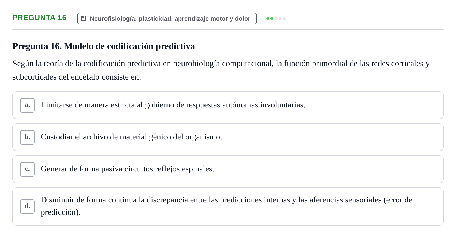 Enunciado: Pregunta 16