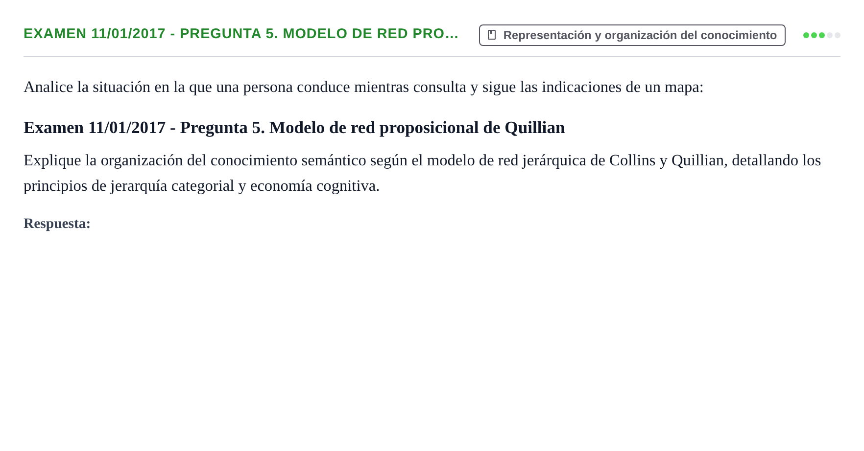Enunciado: Ejercicio Examen 11/01/2017 - Pregunta 5. Modelo de red pro… · Psicología de la Atención y la Memoria UOC 2016