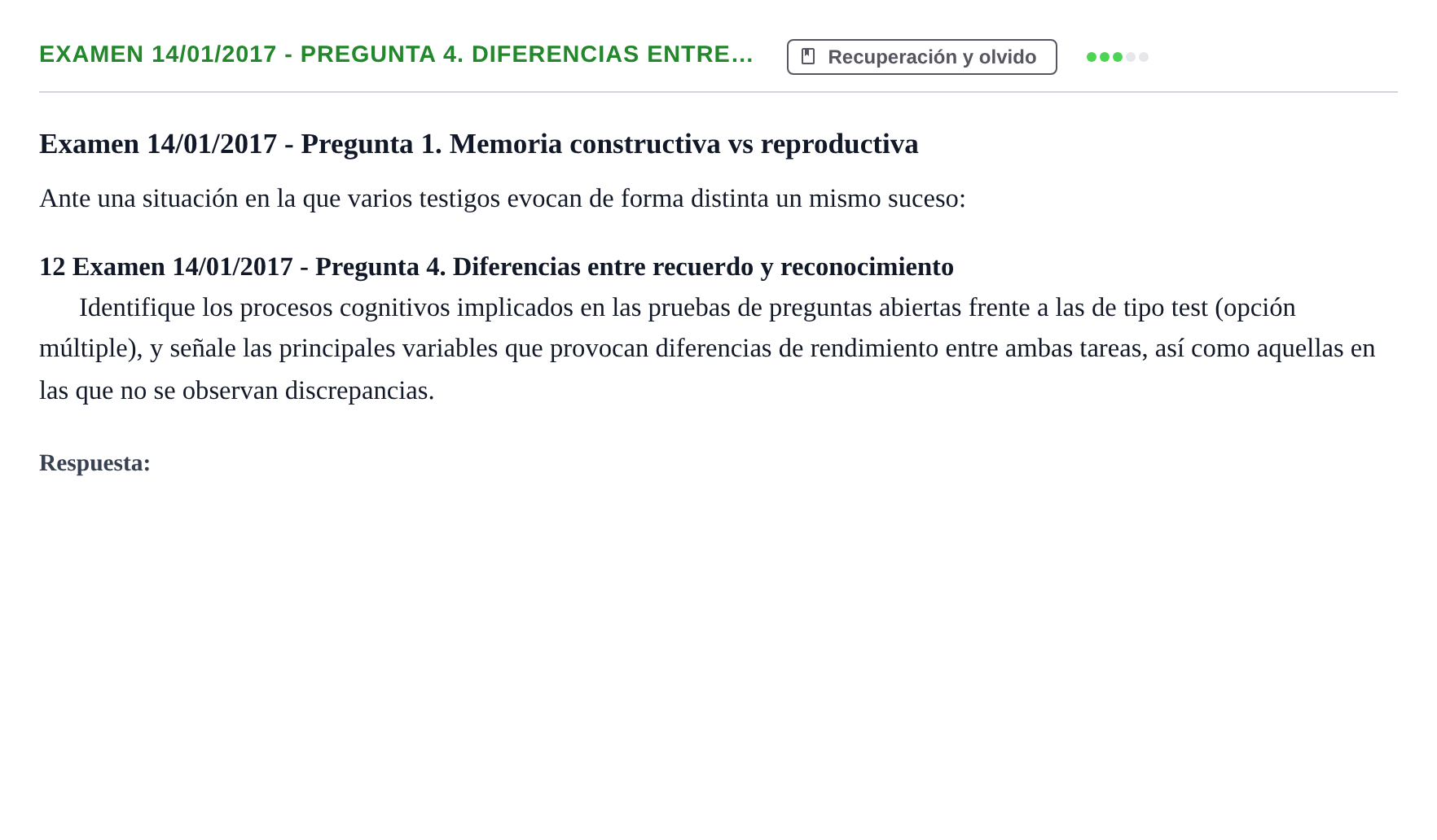 Enunciado: Ejercicio Examen 14/01/2017 - Pregunta 4. Diferencias entre… · Psicología de la Atención y la Memoria UOC 2016