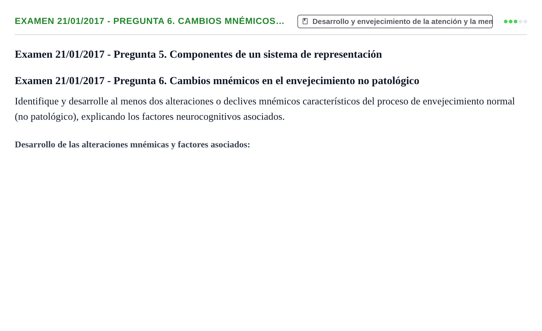 Enunciado: Ejercicio Examen 21/01/2017 - Pregunta 6. Cambios mnémicos… · Psicología de la Atención y la Memoria UOC 2016