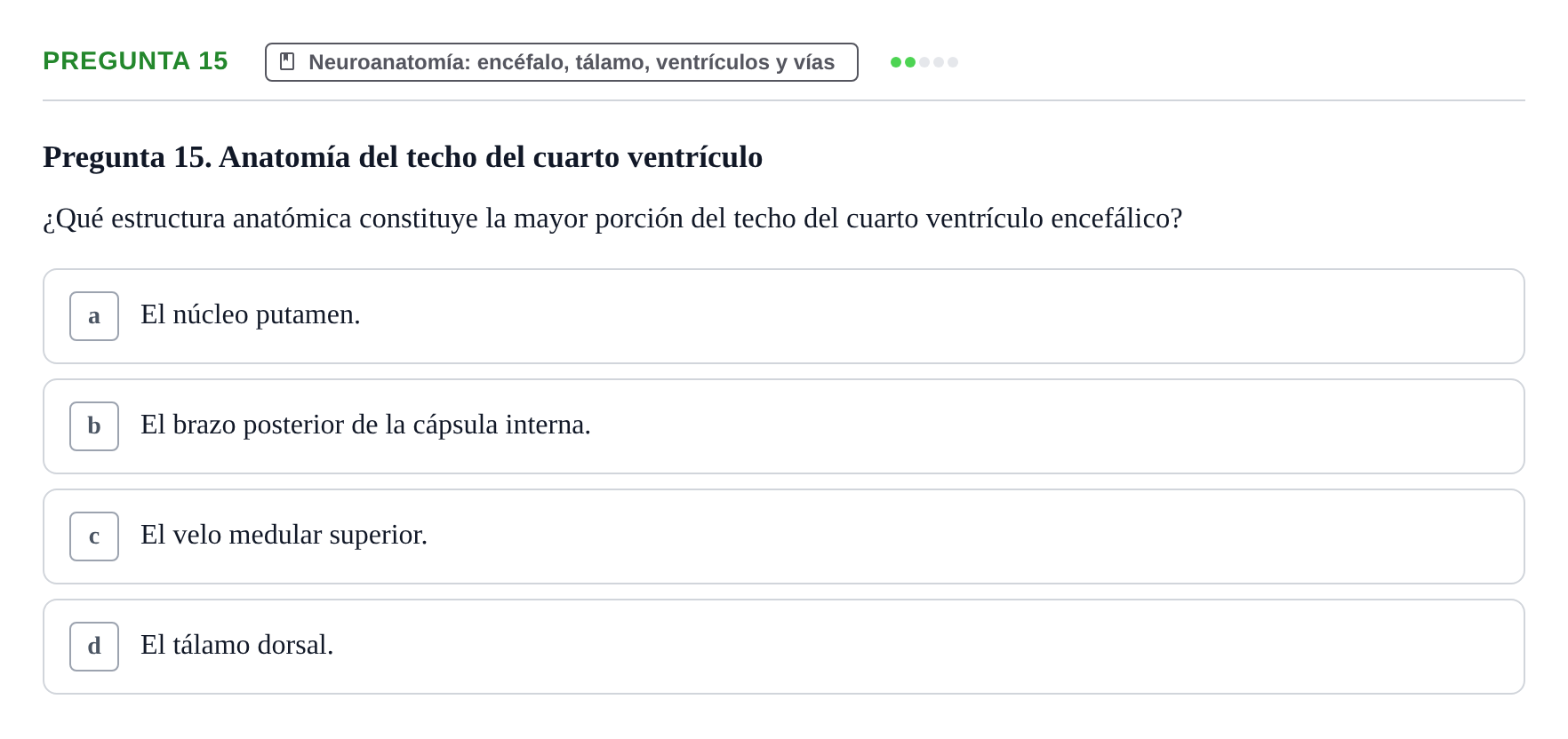 Enunciado: Pregunta 15