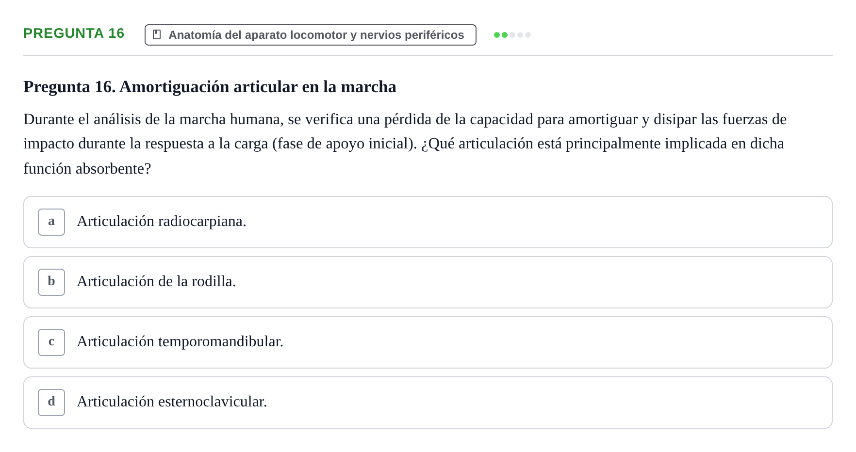 Enunciado: Pregunta 16