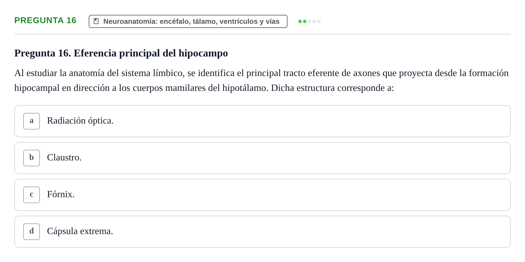 Enunciado: Pregunta 16