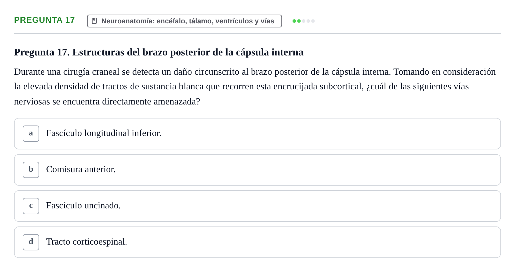 Enunciado: Pregunta 17