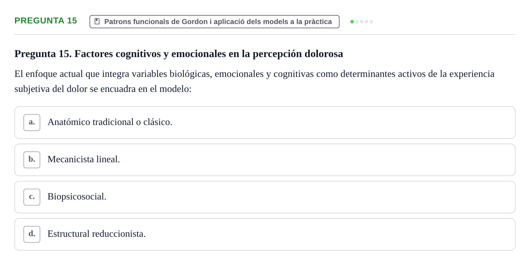 Enunciado: Pregunta 15