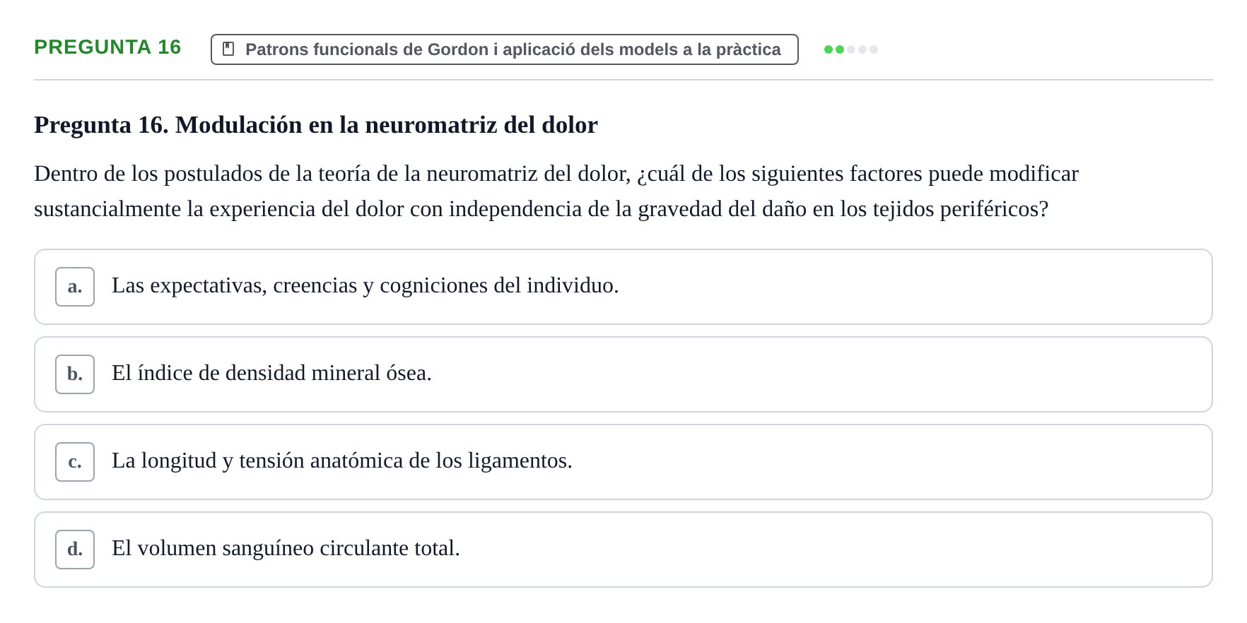 Enunciado: Pregunta 16