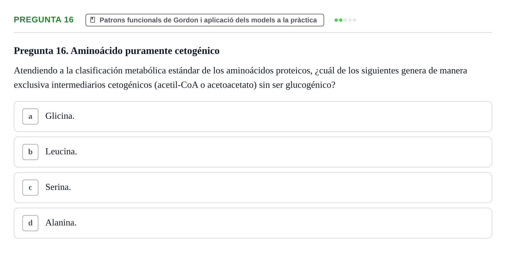 Enunciado: Pregunta 16