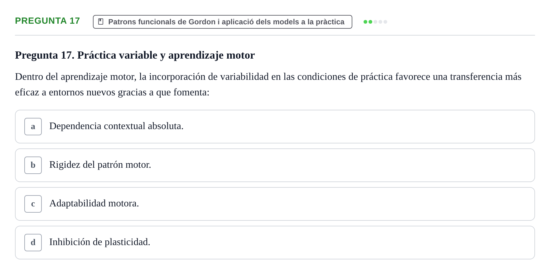 Enunciado: Pregunta 17