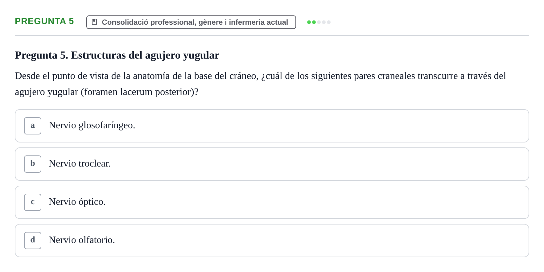 Enunciado: Pregunta 5