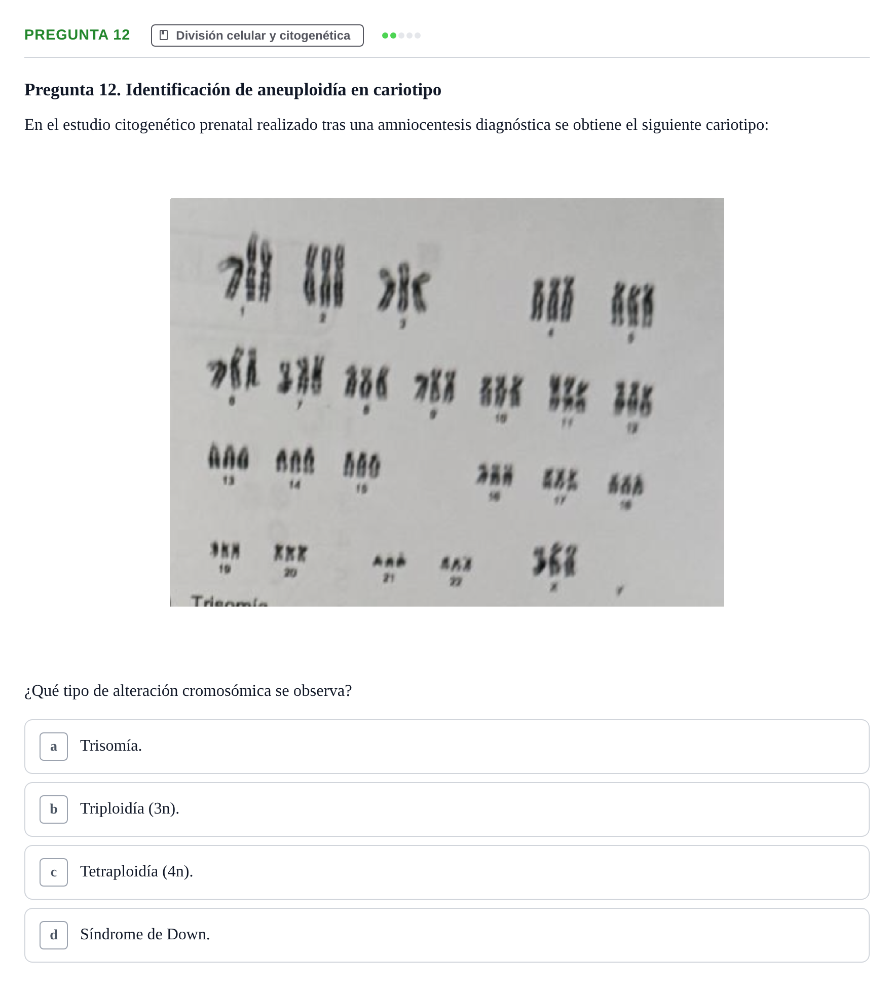Enunciado: Pregunta 12 · Biología del Cuidado UIC 2024