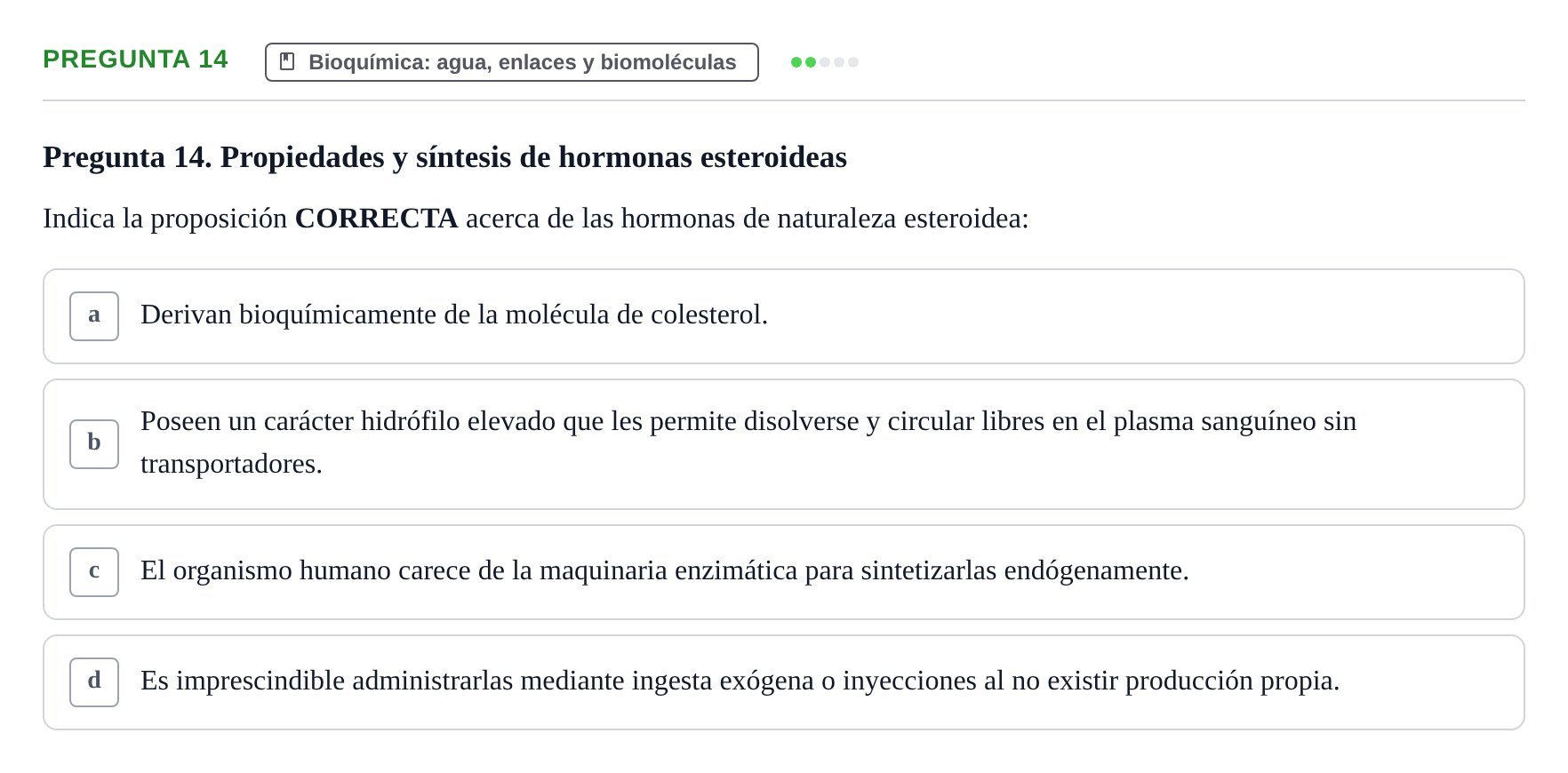 Enunciado: Pregunta 14 · Biología del Cuidado UIC 2024