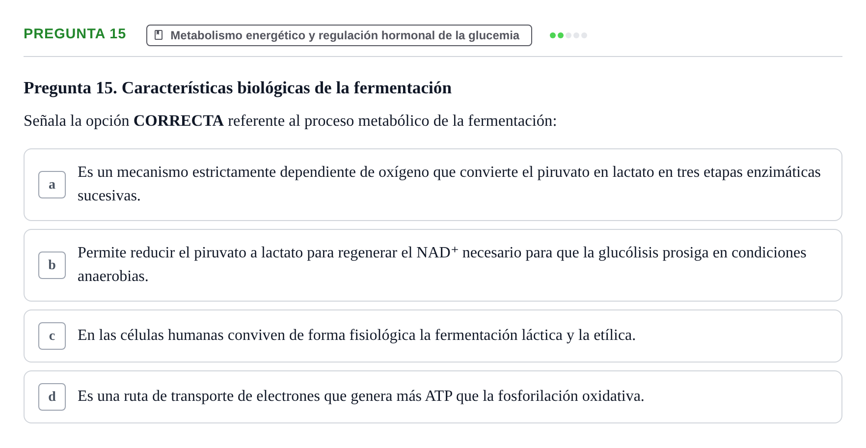 Enunciado: Pregunta 15 · Biología del Cuidado UIC 2024