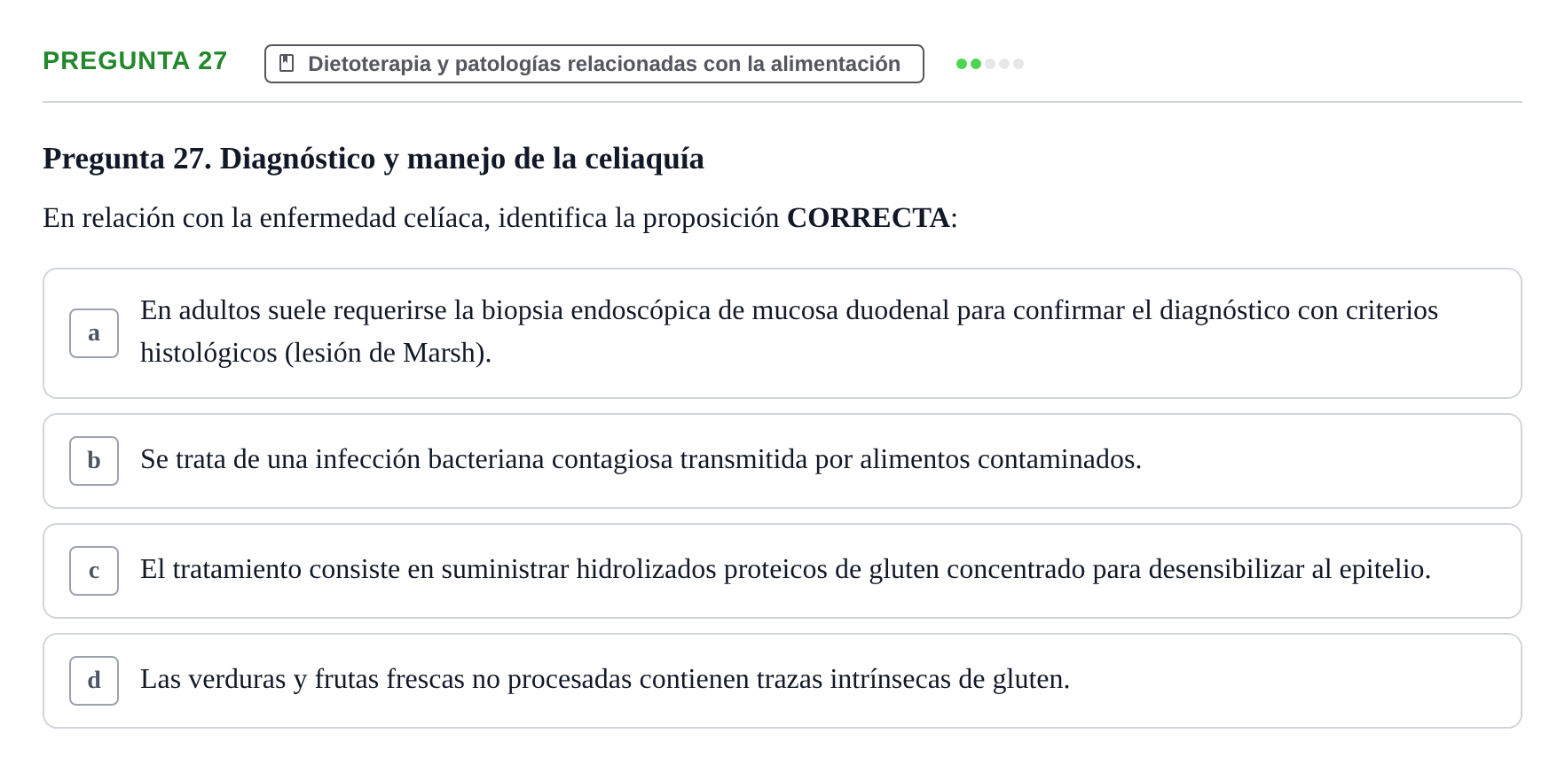 Enunciado: Pregunta 27 · Biología del Cuidado UIC 2024
