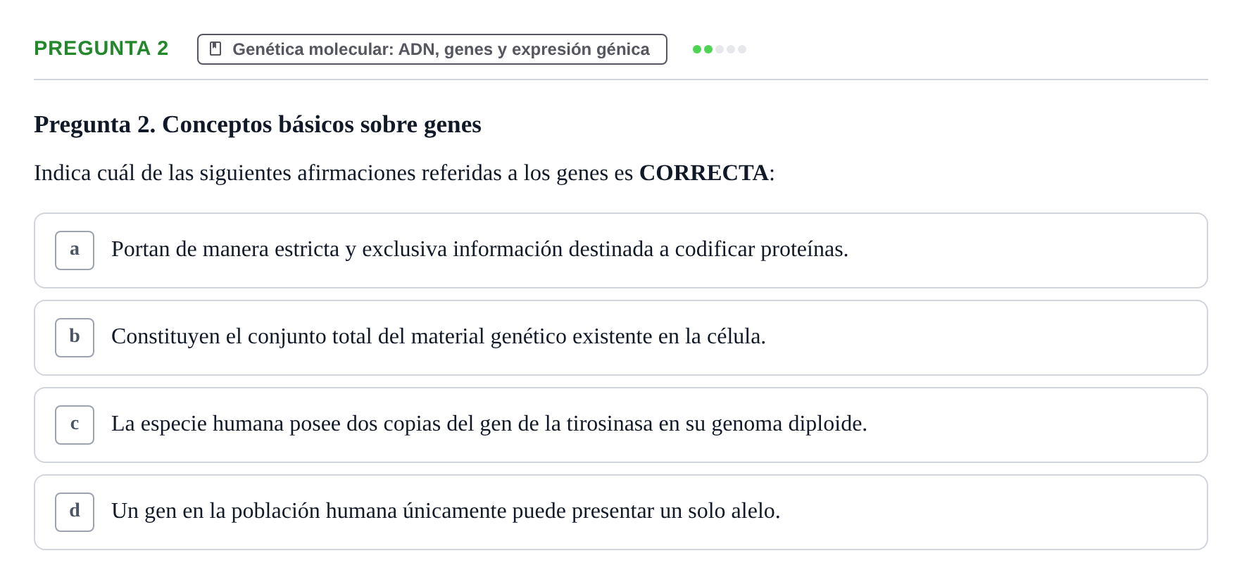 Enunciado: Pregunta 2 · Biología del Cuidado UIC 2024