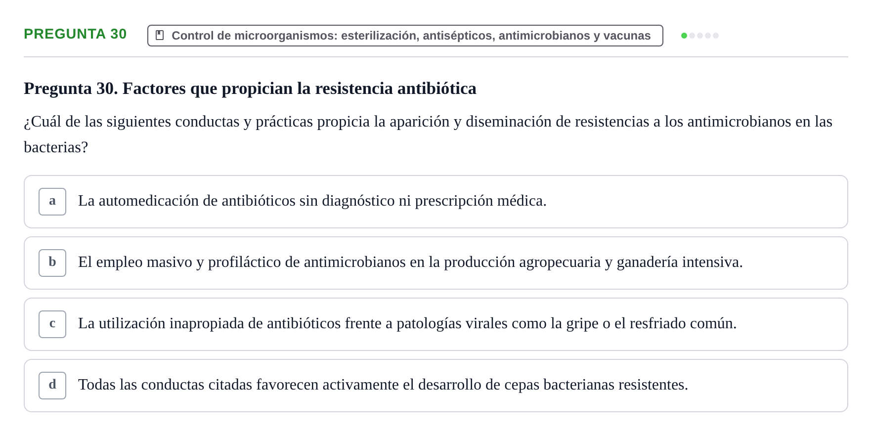 Enunciado: Pregunta 30 · Biología del Cuidado UIC 2024