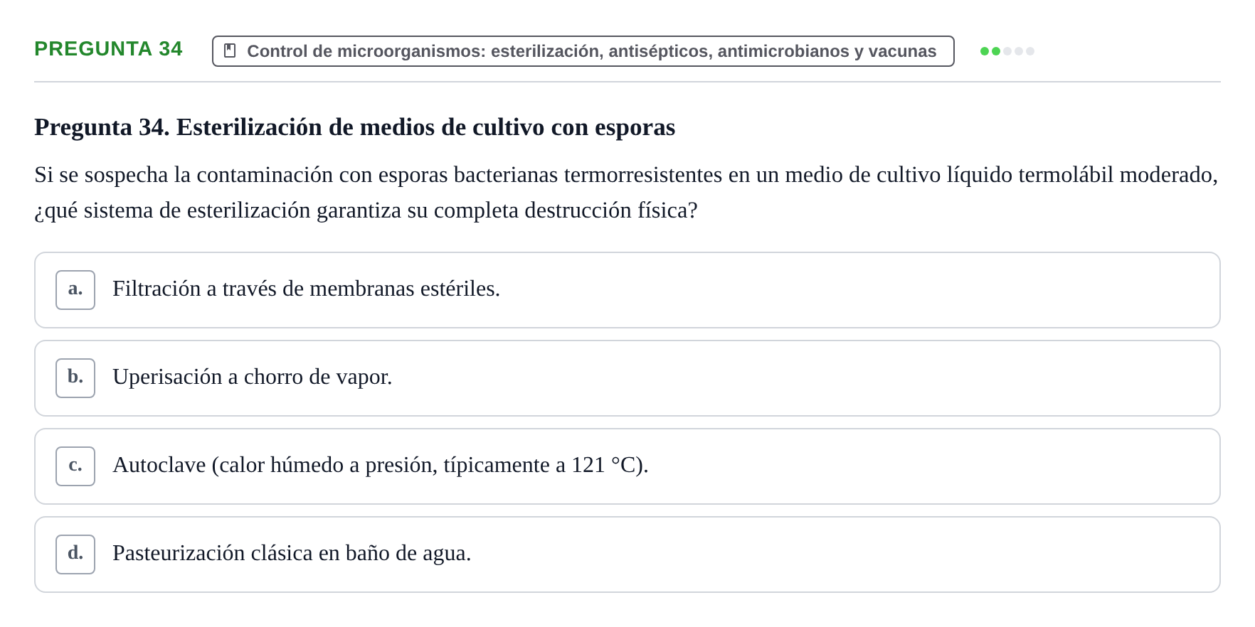Enunciado: Pregunta 34 · Biología del Cuidado UIC 2024