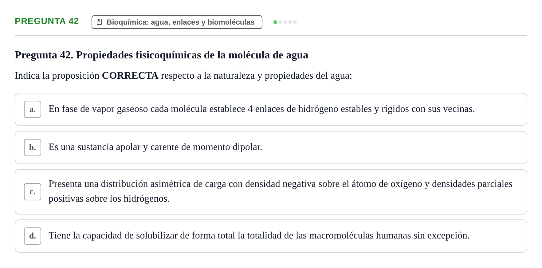 Enunciado: Pregunta 42 · Biología del Cuidado UIC 2024