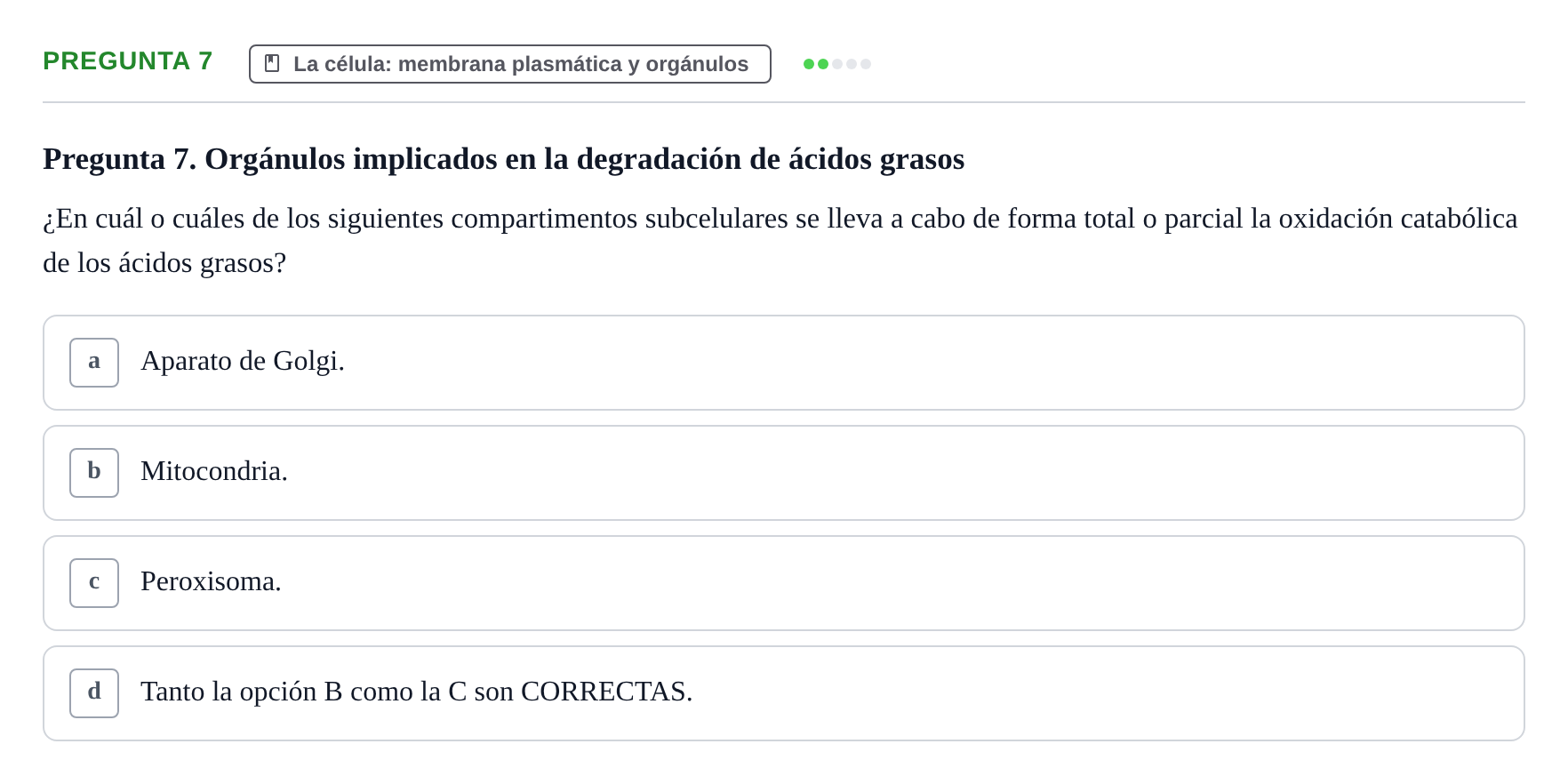 Enunciado: Pregunta 7 · Biología del Cuidado UIC 2024