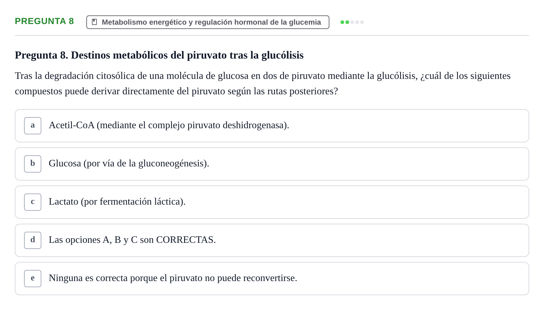 Enunciado: Pregunta 8 · Biología del Cuidado UIC 2024
