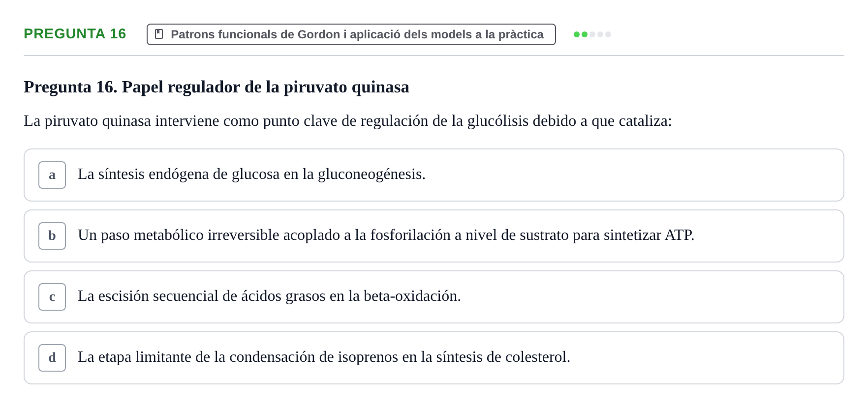 Enunciado: Pregunta 16