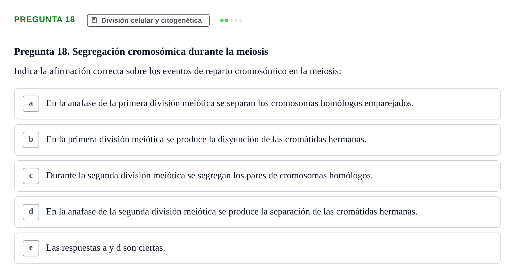 Enunciado: Pregunta 18 · Biología del Cuidado UIC 2018