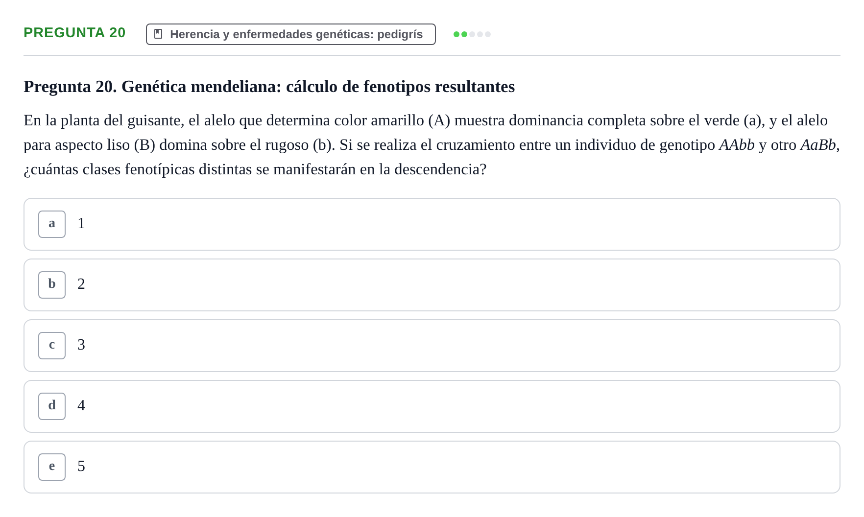 Enunciado: Pregunta 20 · Biología del Cuidado UIC 2018