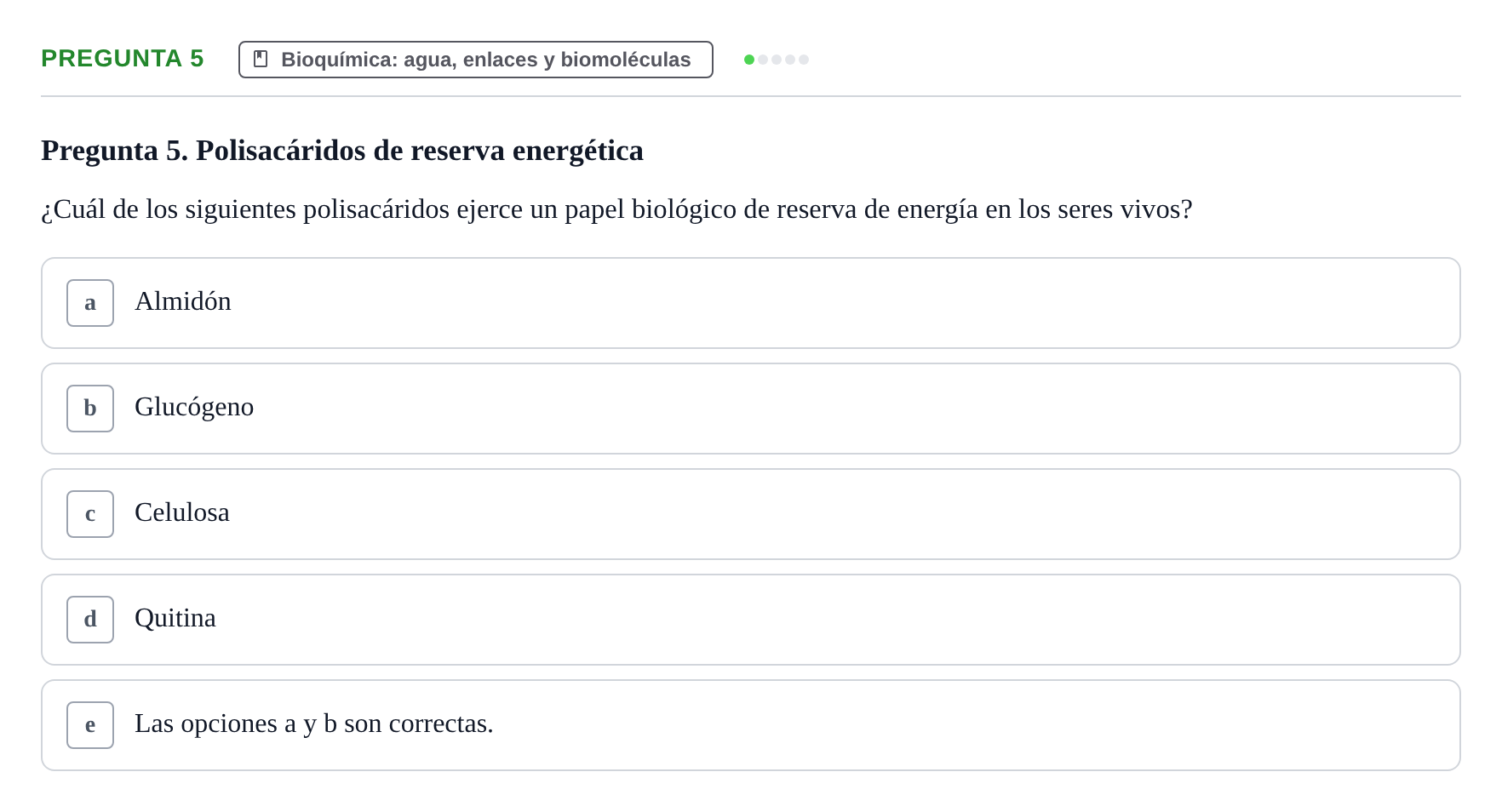 Enunciado: Pregunta 5 · Biología del Cuidado UIC 2018