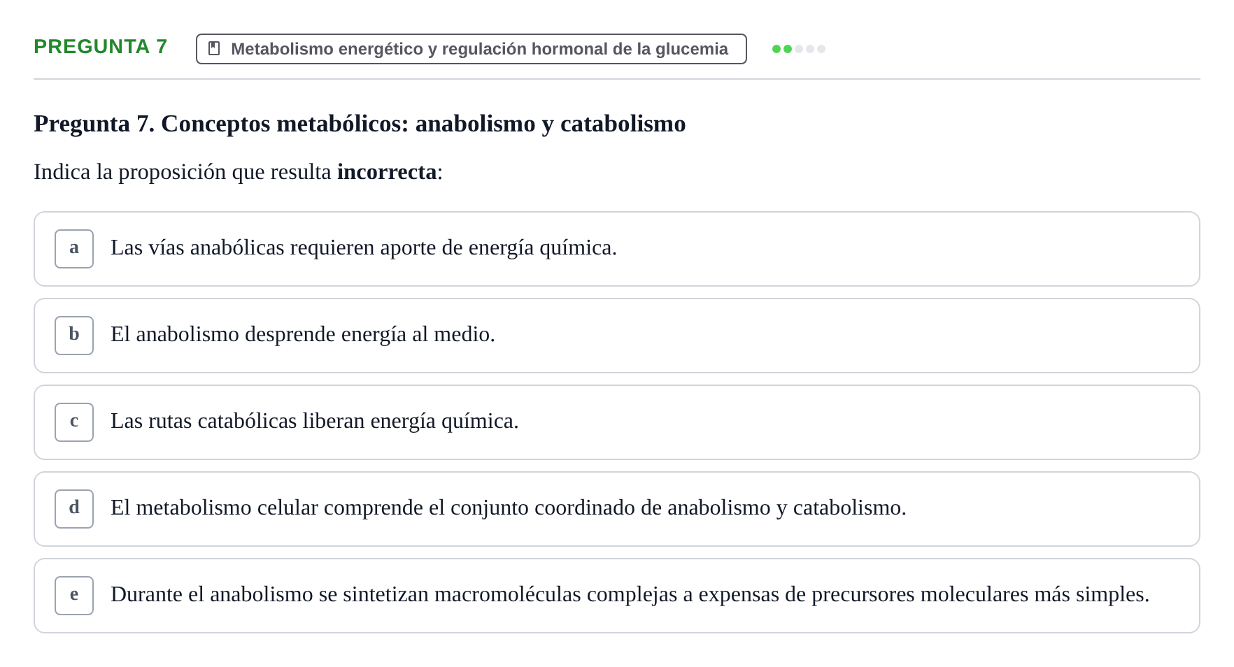 Enunciado: Pregunta 7 · Biología del Cuidado UIC 2018