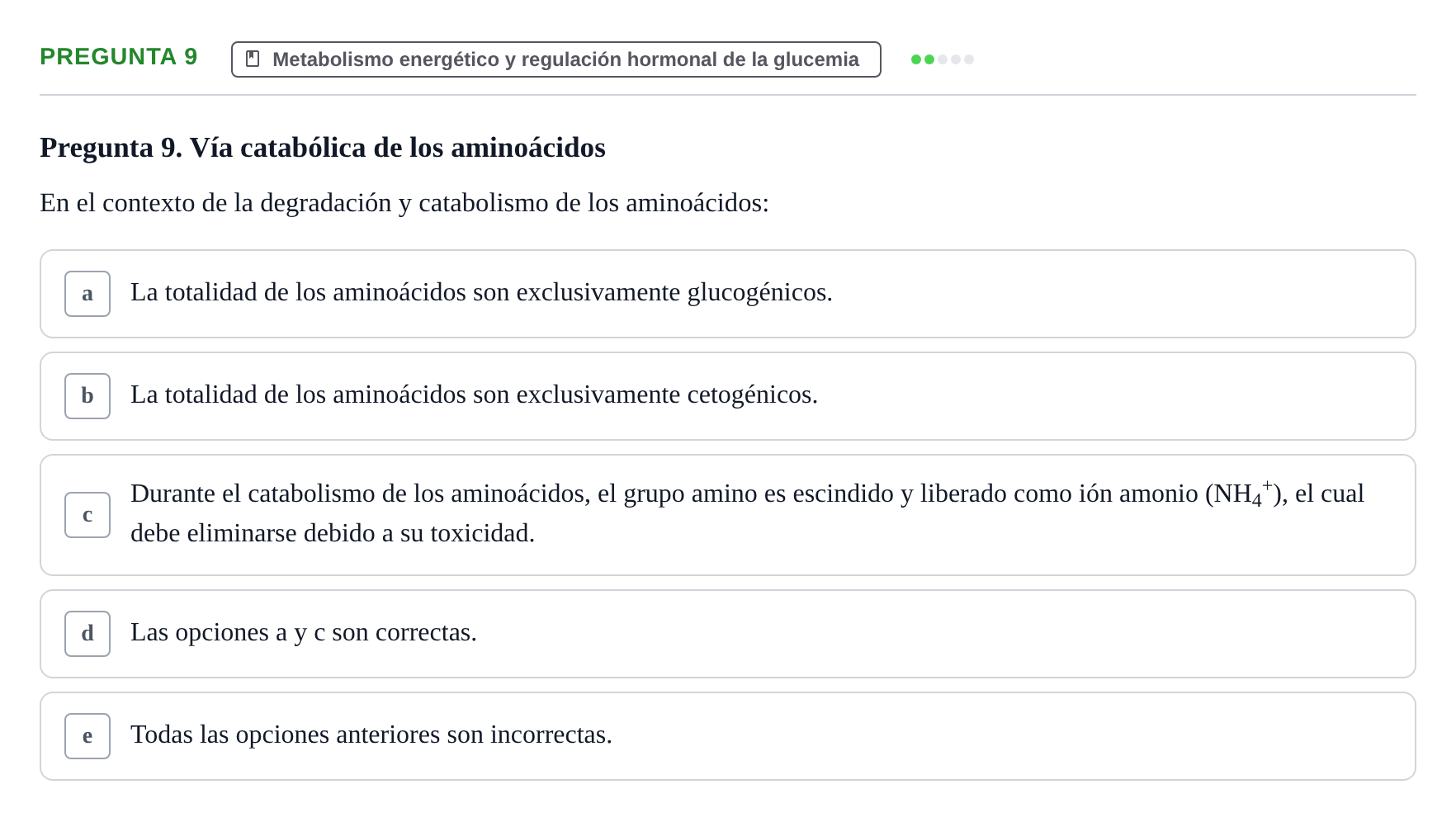 Enunciado: Pregunta 9 · Biología del Cuidado UIC 2018