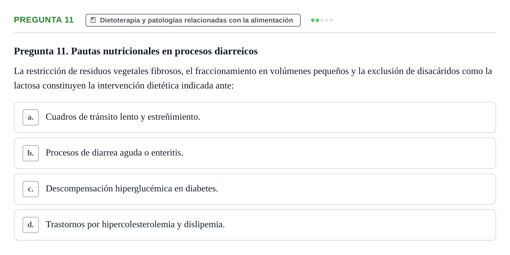 Enunciado: Pregunta 11 · Biología del Cuidado UIC Examen final de Biología del Cuidado